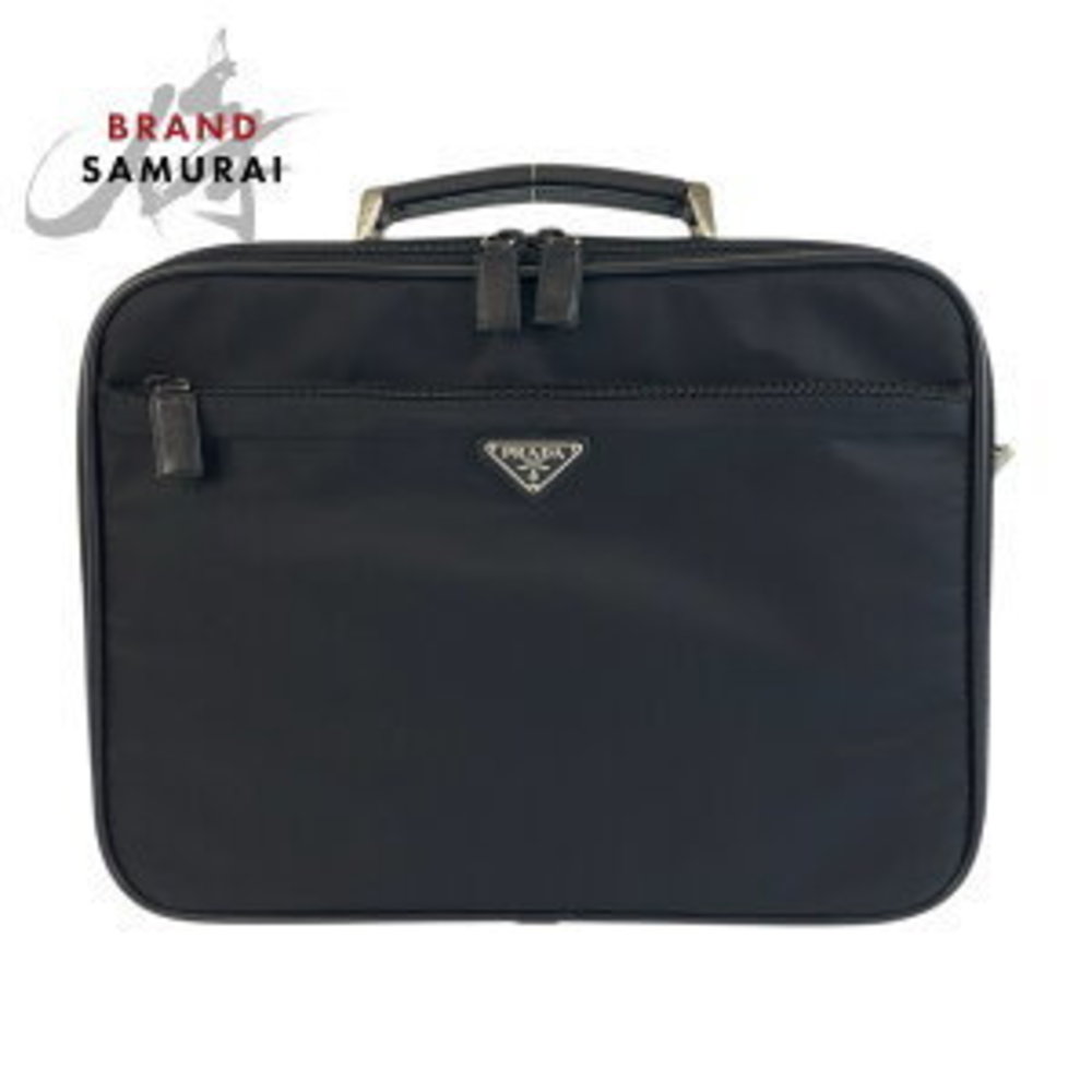 Prada Black Briefcase Triangular Bag Business Tes… - image 2